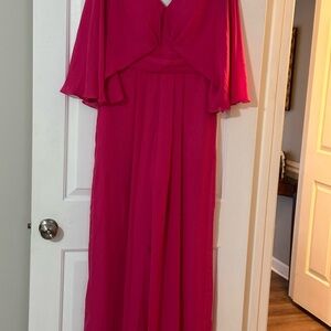 Elegant Magenta Long Sleeve Dress